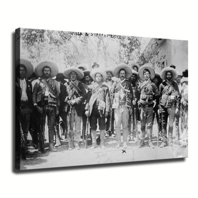 Pancho Villa and His Military Wearing Bandoliers Mexican Revolution Canvas Wall Art Framed Ready to Hang Living Room Bedroom Home Decor