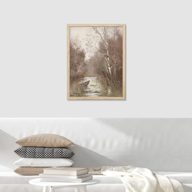 " Winter Fall Tree Pastel Forest Lake Wall Art Decoration Prints Natural Landscape Wall Decor ", Natural