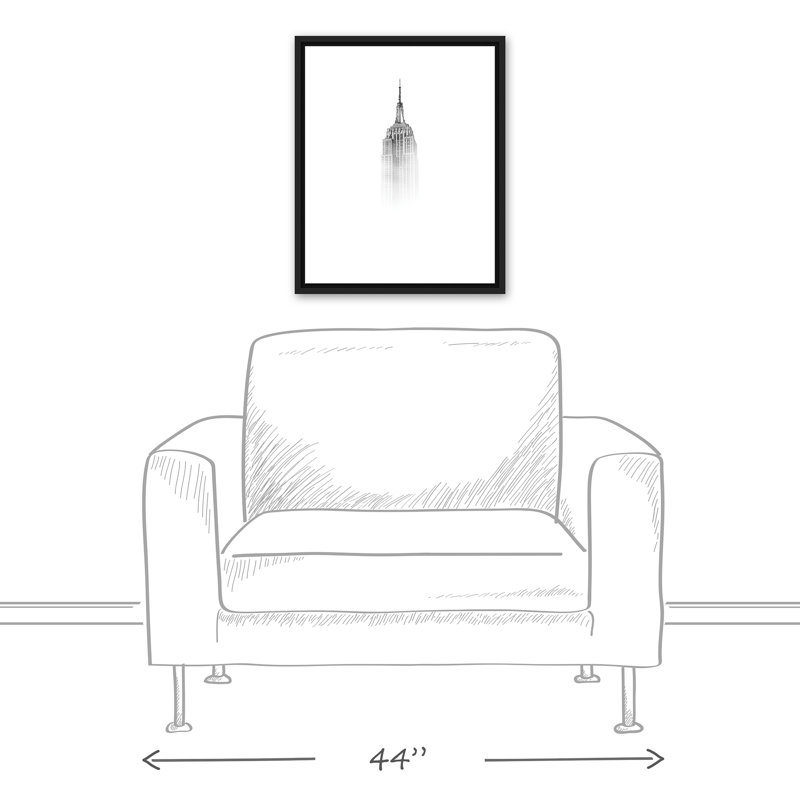 «Empire State Building In Fog», reproduction sur toile, H 21,75 po x l 17,75 po x P 1,75 po, Cadre flottant