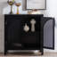 Armoire décorative noire avec portes, buffet en rotin avec rangement, tablette réglable, armoire de rangement étroite de 29 pouces pour le salon, le vestibule et la cuisine