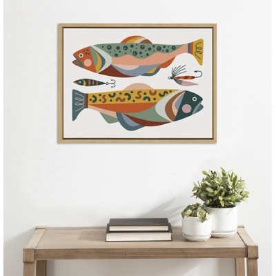 Gone Fishing by Rachel Lee 3 Birdies Studio Framed Canvas Wall Art Print