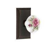 Studio Plate with White Rose Porcelain Door Knob