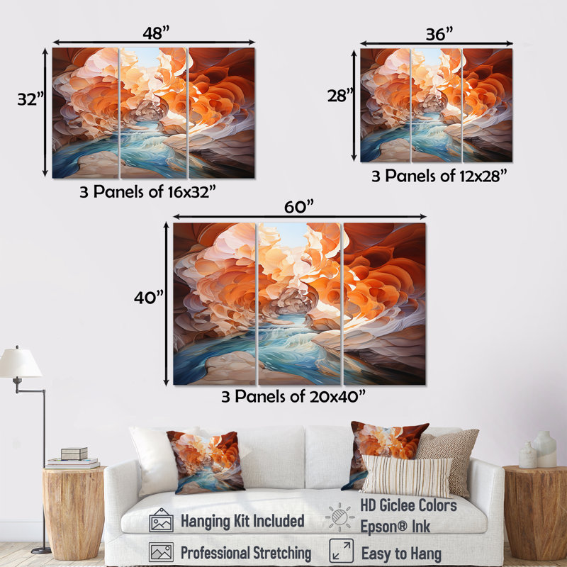 Canyon Antelope, art liquide - ensemble d'art mural Canyon, Toile tendue, H 32 po x l 48 po x P 1 po