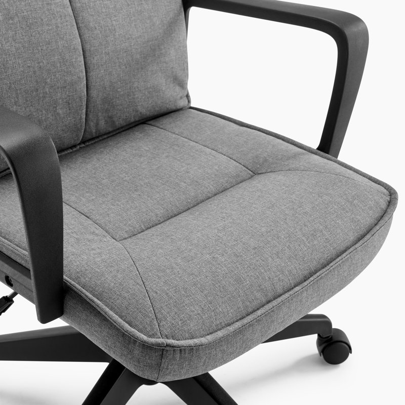 Tayari Upholstered Linen Fabric Swivel Office Chair - Contemporary Sleek Highback Rest, Grey