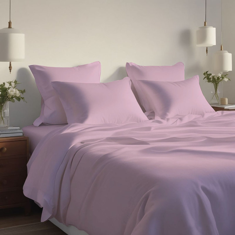 Ensemble de draps rafraîchissant et respirant Hotel Luxurious, Ensemble de draps pour lit simple + deux taies d'o, Rose clair