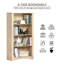Bibliothèque à 4 niveaux Latitude Run®, armoire de rangement polyvalente moderne, présentoir autoportant pour bureau, salon, chêne