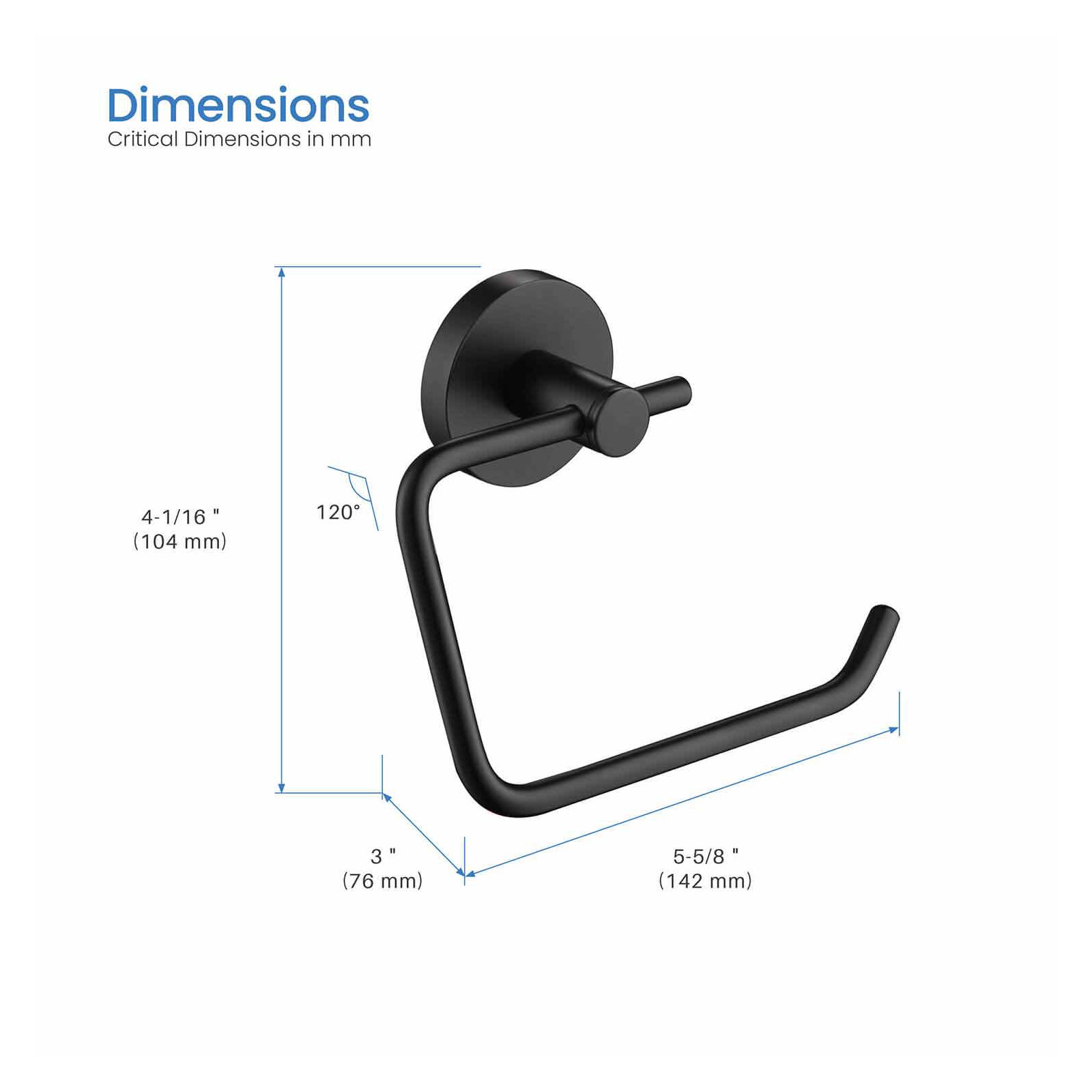 Circular Toilet Paper Holder, Matte Black