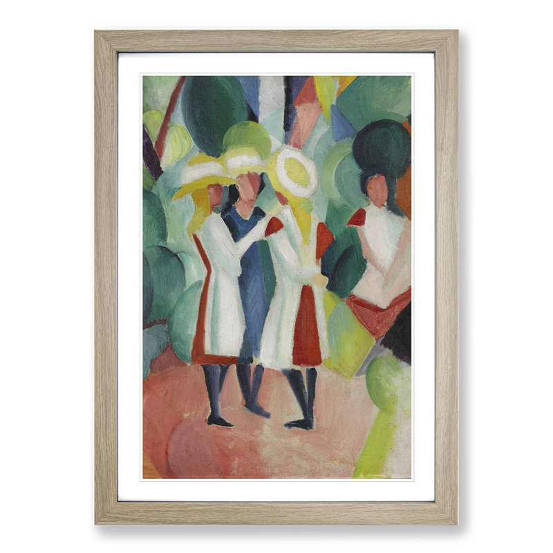 Three Girls by August Macke - Picture Frame Painting, 36cm H x 27cm W x 2cm D, Oak