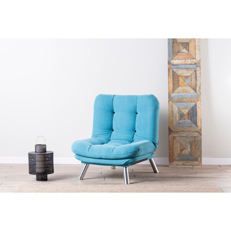 Fauteuil convertible capitonné l 34,65 po, Microfibre turquoise