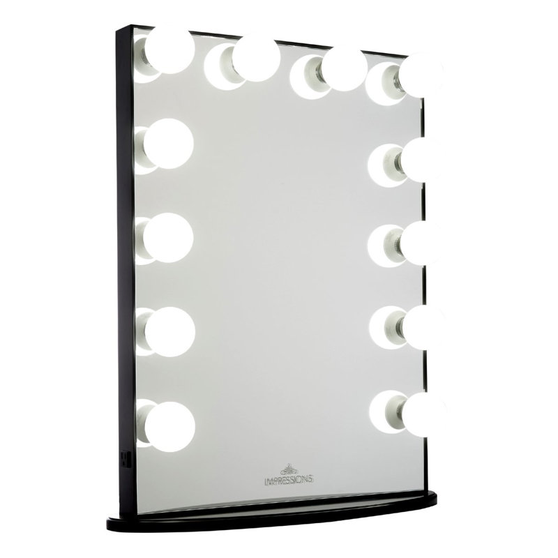 Hollywood Glow XL Vanity Mirror with 12 LED Bulbs Dressing Makeup Mirror Dual Power Outlets, Pro Black