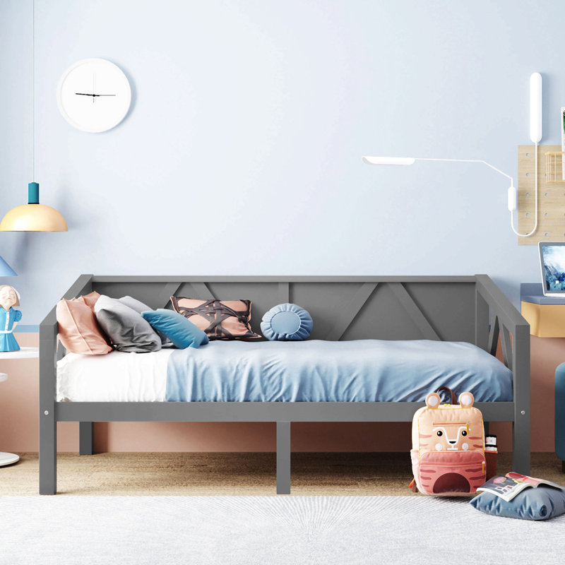 Solid Wood Daybed For Apartment Living Room, Gray