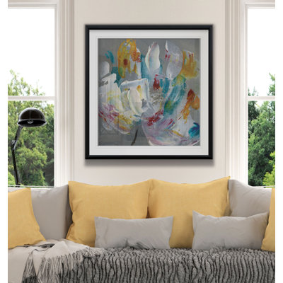 Tye Dye Flower - Vintage Botanical Print, Matted and Framed Under Acrylic Glass, Living Room and Dining Room Wall Art