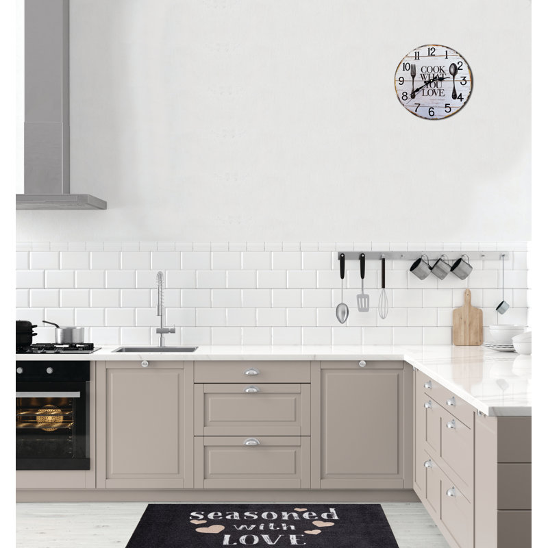 Aretzy Recylon Seasoned with Love Kitchen Mat, 67cm W x 120cm L, Black