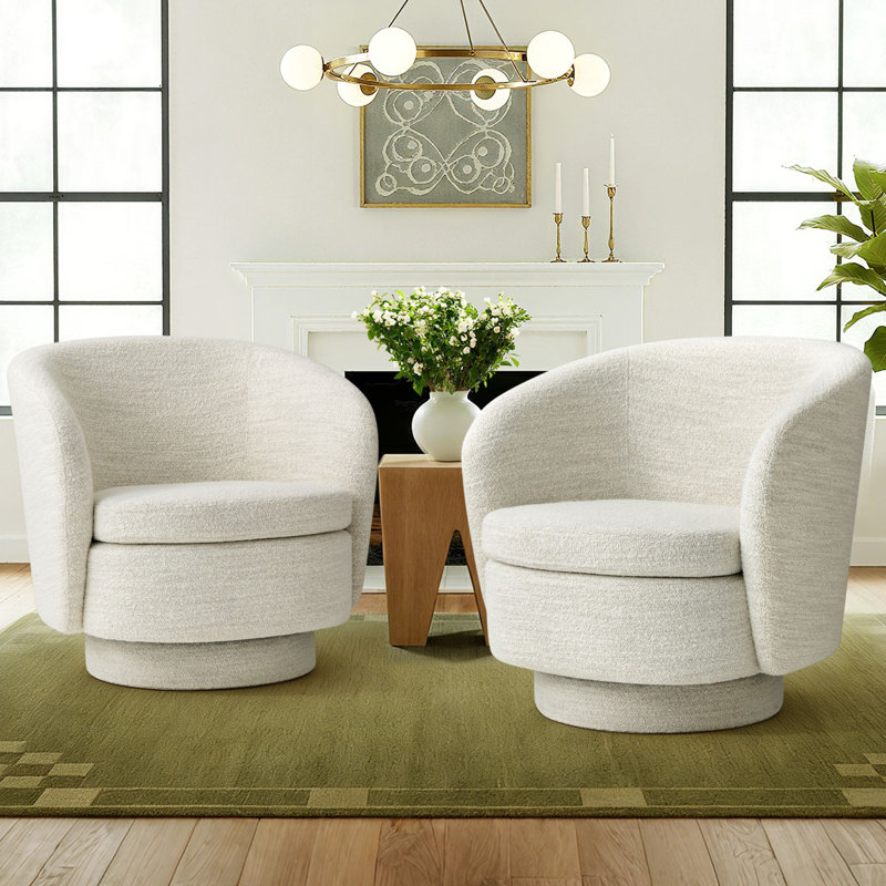 Ensemble de 2 chaises demi-tonneau pivotantes modernes