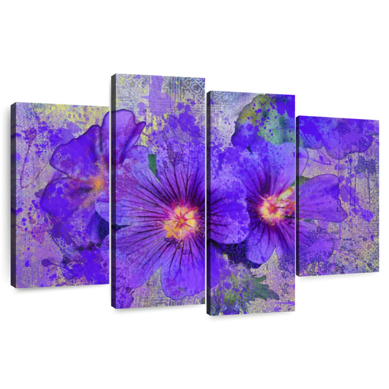 Harnek Blotted Purple Flowers, 22" H x 36" W
