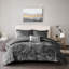 Housse de couette simple / simple TG en velours gris avec coussin texturé