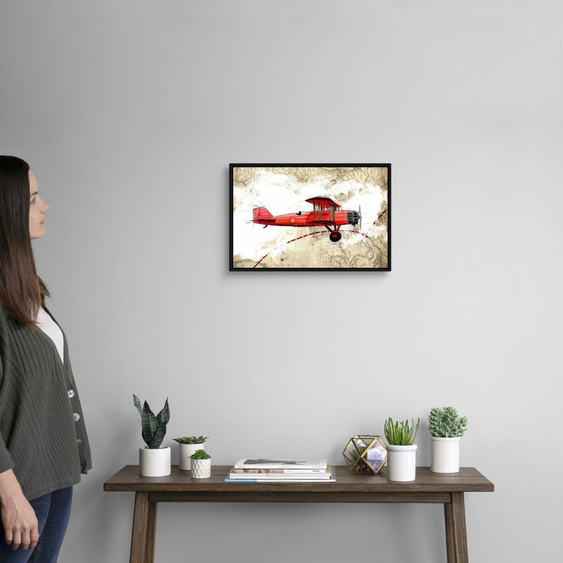 Biplane 3 - Impression sur toile, H 14 po x l 20 po x P 1,75 po, Cadre noir