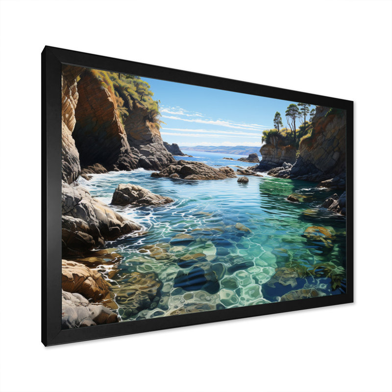 Bahiya Beach Rocky Retreat I, H 16 po x l 32 po x P 1 po, Cadre photo noir