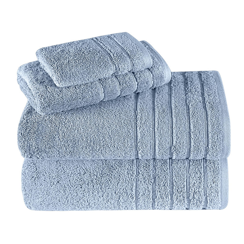 Shantae 100% Turkish Cotton Towel Set - Piece, Plush, Lightweight, and Highly Absorbent - Set of 4, Blue