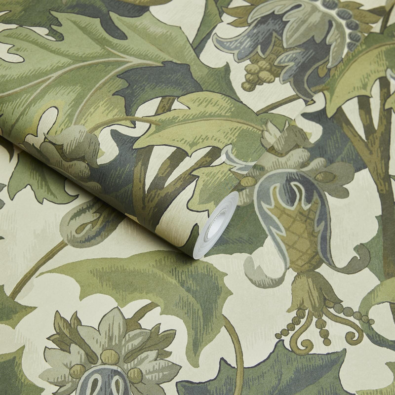 Vespertine Floral Wall Mural, Ecru