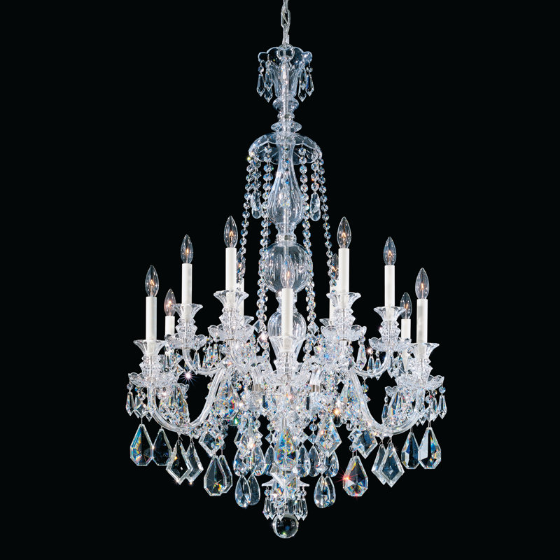 Hamilton 12 - Light Glass Chandelier, Silver, Clear