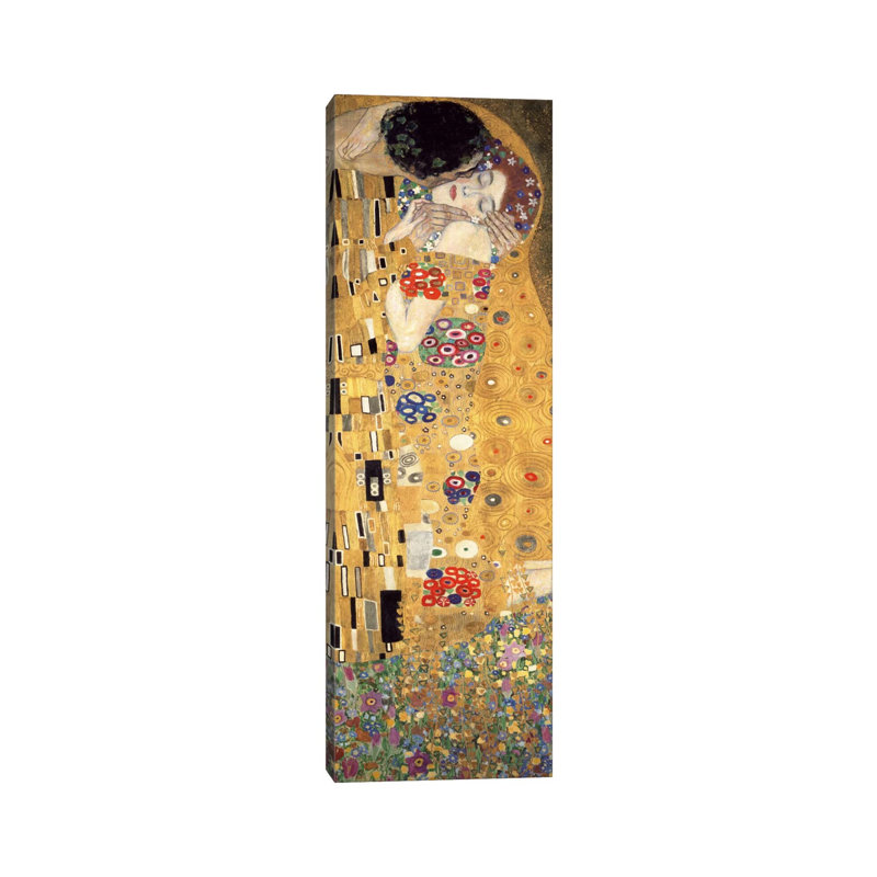 The Kiss, Cropped Vertical by Gustav Klimt - Wrapped Canvas Painting, Wrapped Canvas, 30.48 cm H x 91.44 cm W x 1.91 cm D