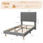 Structure de lit simple avec tête de lit réglable, structure de lit simple en velours et plateforme, capitonnage à rainures verticales, lattes de bois robustes, aucun sommier requis, assemblage facile, gris-118103172-118103173