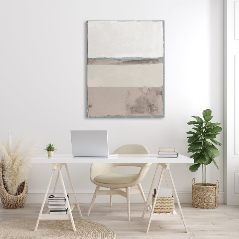 Tons de terre boueux industriels gris avec blocs - Peinture, H 48 po x l 36 po, Toile tendue