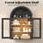 Wall Bathroom Cabinet with Glass Doors, Wood Medicine Cabinet with Adjustable Shelf, Arched Hanging Cabinet for Bathroom, Living room, Black