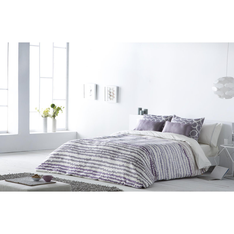 Bop Cotton Blend Geometric Shapes Duvet Cover Set with Pillowcases Included, 250 x 270 cm - 1 Pillowcase (45 x 45 cm), Pearl