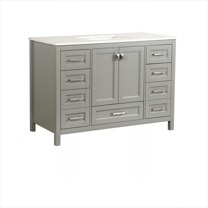 48"Single Bathroom Vanity with Engineered Stone Top, Gray