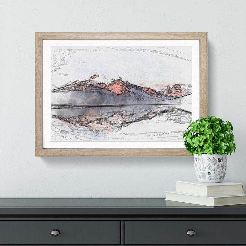 Mountain Sunshine in Canada in Abstract - Picture Frame Graphic Art Print, 36cm H x 48cm W x 2cm D, Oak Framed