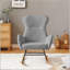 Luxueuse chaise berçante en tissu gris, douce et confortable pour une utilisation relaxante et durable.