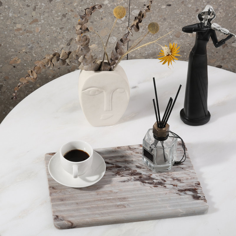 Guein Rectangle Natural Marble Tray,Palissandro Classico