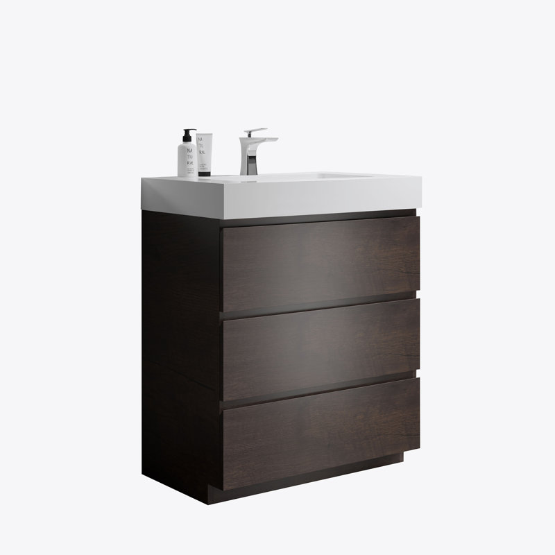 Meuble-lavabo autoportant avec grand lavabo et rangement