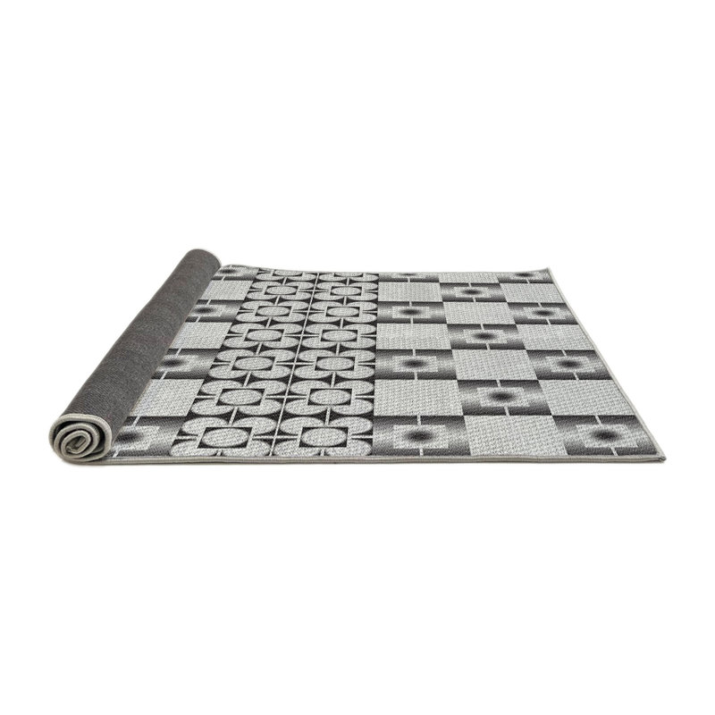 Tapis noir/blanc cassé tissé à la machine, Rond 8 pi