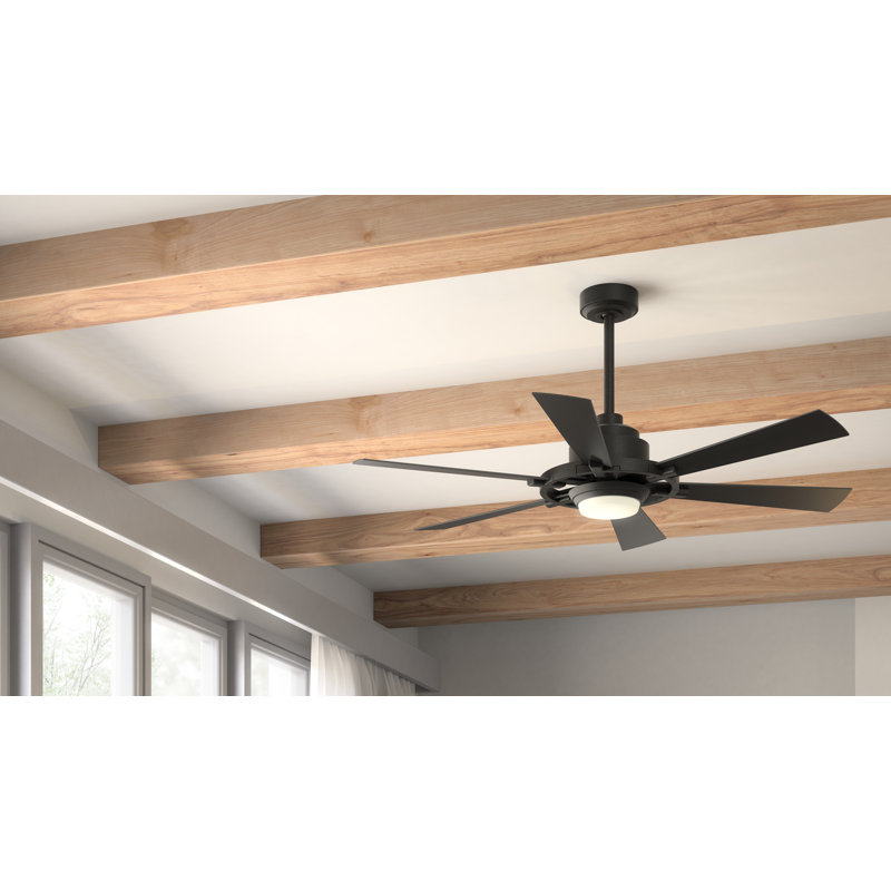 Ventilateur de plafond encastré noir / intérieur encastré avec éclairage DEL et contrôle mural Iras, Noir patiné