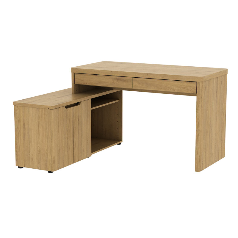 L-Shaped Credenza Desk, Montana Oak