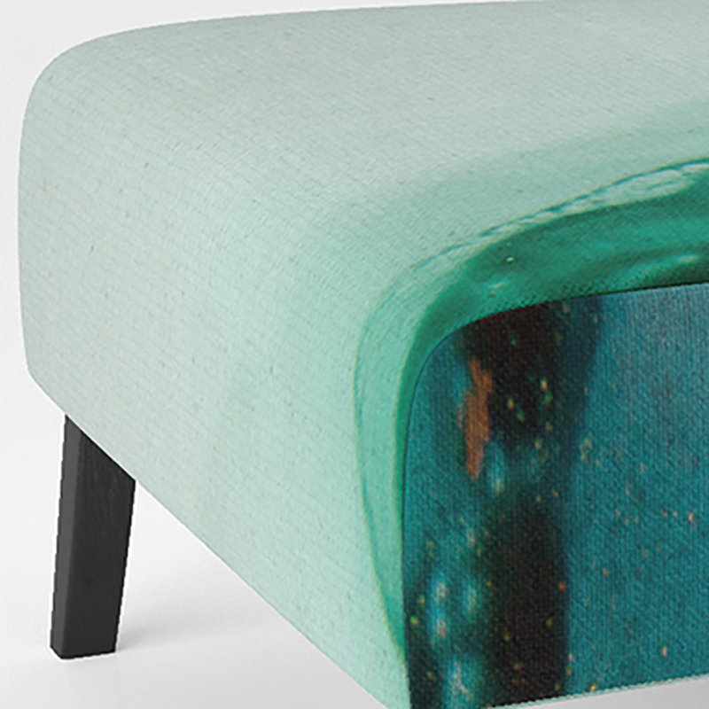 Fauteuil de chambre rembourré «Giliane - Turquoise et marbre vert»