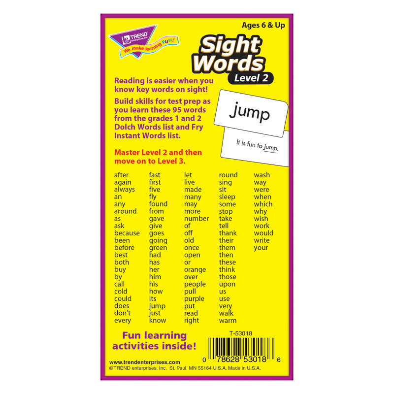 «sight words-2 cartes flash de niveau 2