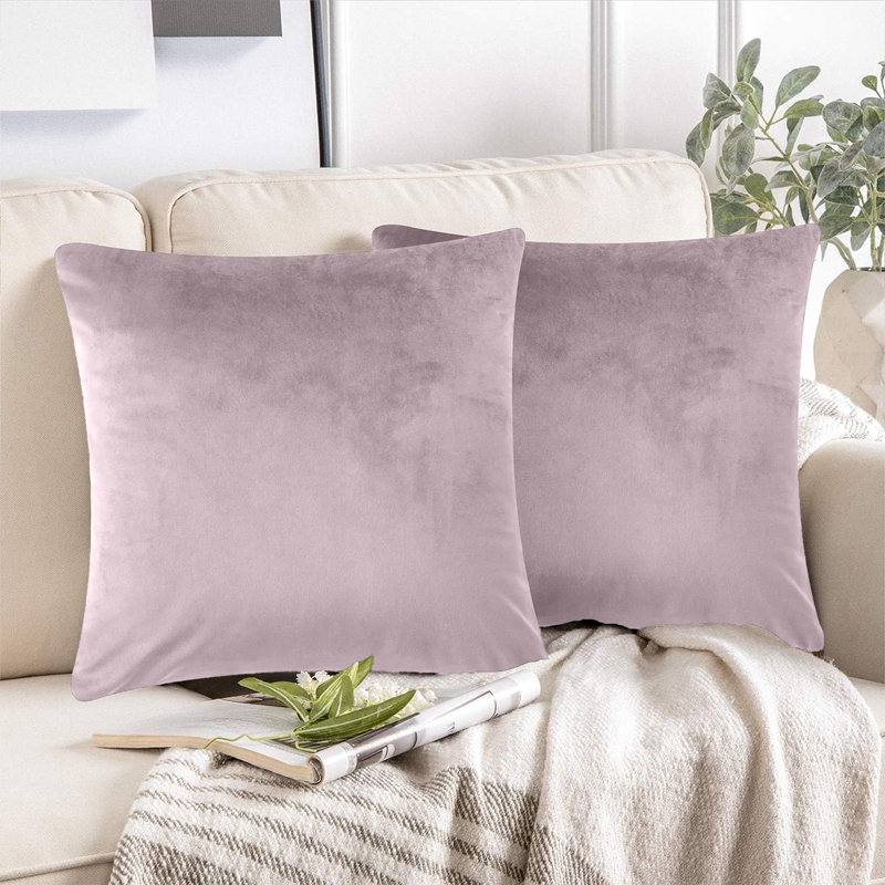 Luxurious Plain Velvet Cushion Covers (Set Of 2), Pink Rose