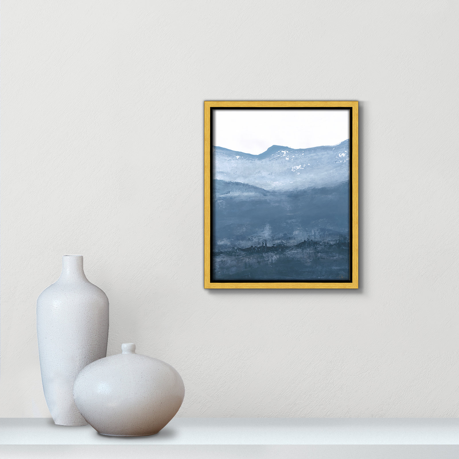 Into the Blue Horizon 1 by Filippo Ioco - Floater Frame Print on Canvas, 11.5" H x 9.5" W, Gold