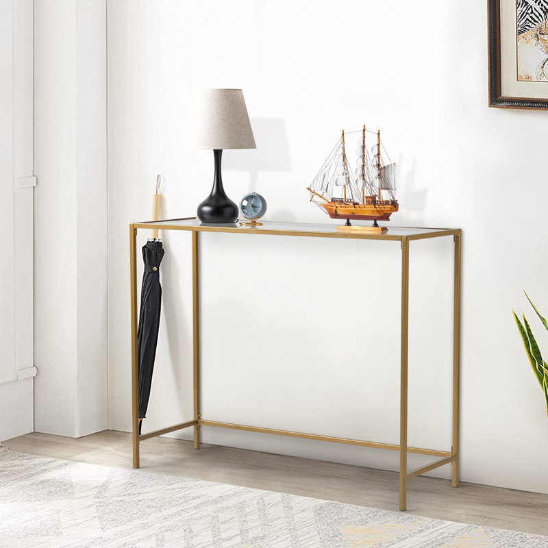 Keyiona 39.37'' Glass Top Console Table