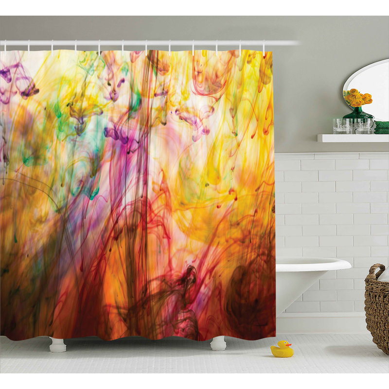 Florance Abstract Shower Curtain with Hooks Included, 69" W x 75" L