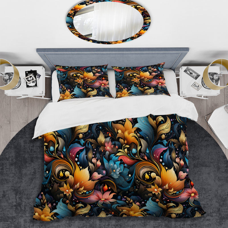 Literie céleste rose et bleu à motif cachemire, Housse de couette simple + 1 taie décorative stan