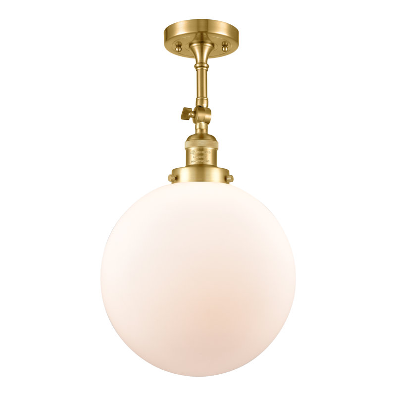 Plafonnier semi-encastré 1 lumière 12 "ciacchi, DEL, Or satiné, Blanc mat