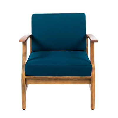 Weather Club Chair In Blue, Made Of Solid Wood Outdoor Constructed With Strong To Elements