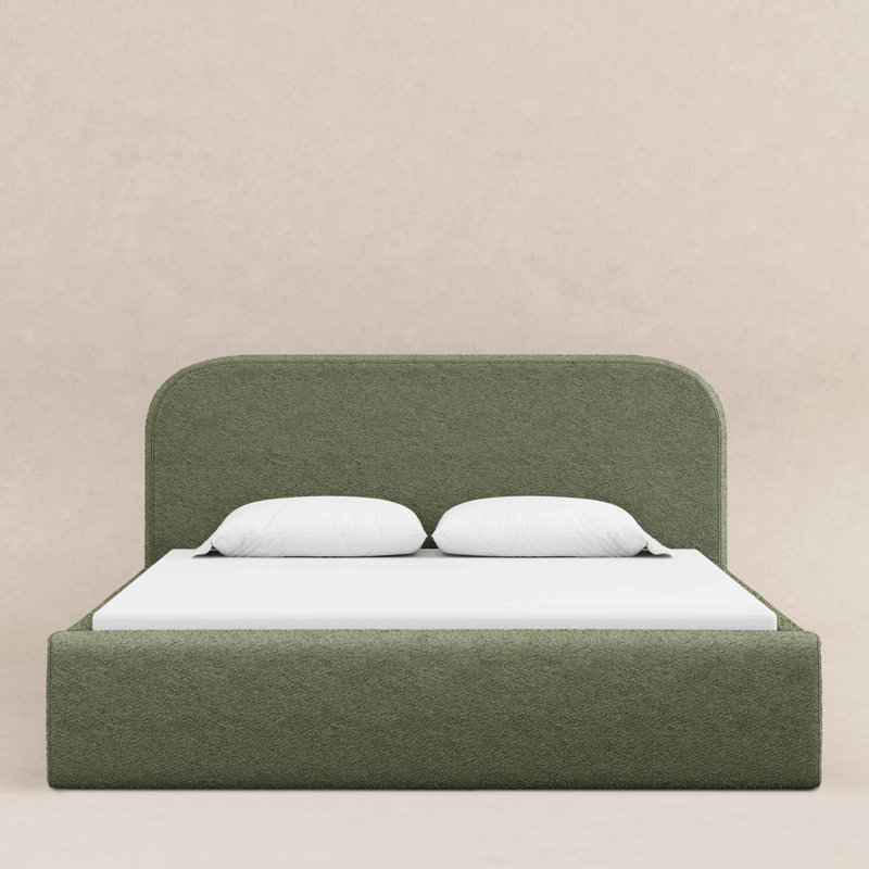 Nara Twin Bed, Full, Performance Olive Boucle