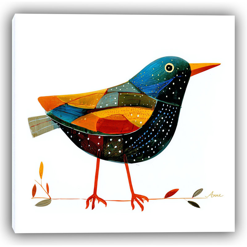 Autumn Wing - Modern Bird Illustration Canvas