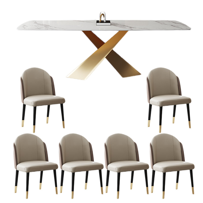Ensemble de table de salle à manger rectangulaire de luxe de style italien, H 29,5 po x L 78,7 po x l 39,4 po